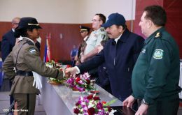 Daniel y Rosario presiden graduación de cadetes del Ejército de Nicaragua