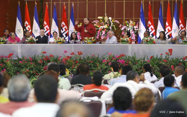 Daniel y Rosario sostienen encuentro con líderes sindicales nicaragüenses en saludo al Día Internacional de los Trabajadores