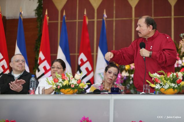 Daniel y Rosario sostienen encuentro con líderes sindicales nicaragüenses en saludo al Día Internacional de los Trabajadores