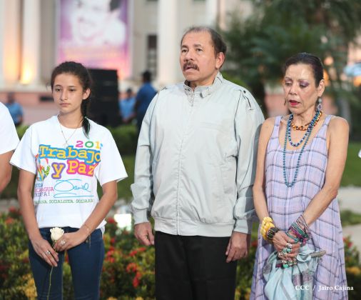 Daniel y Rosario rinden homenaje al Comandante de la Revolución, Tomás Borge Martínez