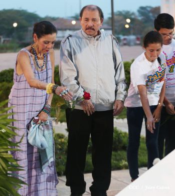 Daniel y Rosario rinden homenaje al Comandante de la Revolución, Tomás Borge Martínez