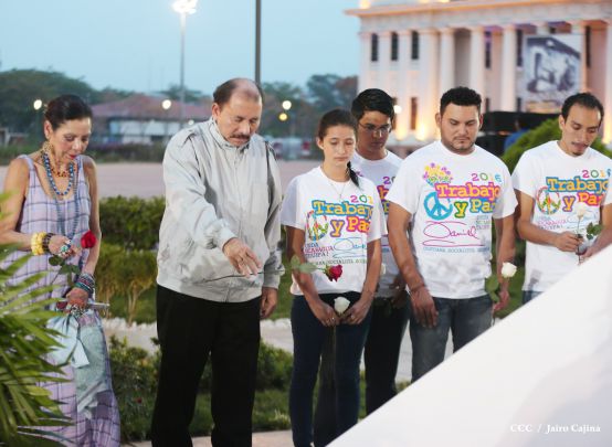 Daniel y Rosario rinden homenaje al Comandante de la Revolución, Tomás Borge Martínez