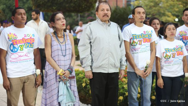Daniel y Rosario rinden homenaje al Comandante de la Revolución, Tomás Borge Martínez