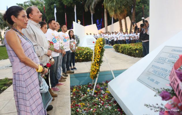 Daniel y Rosario rinden homenaje al Comandante de la Revolución, Tomás Borge Martínez