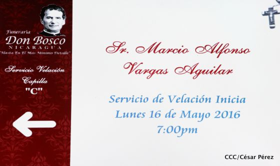 Vela del compañero-periodista Marcio Vargas Aguilar