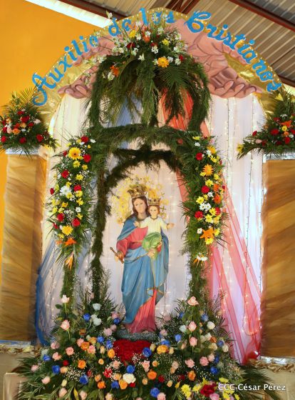 Celebran con júbilo y devoción a María Auxiliadora en Los Altos, Nindirí