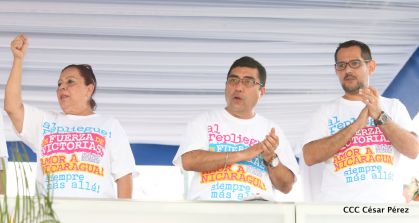 Presidente Daniel y Compañera Rosario en 37 Aniversario del Repliegue a Masaya