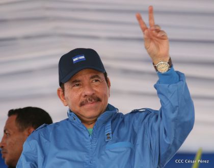 Presidente Daniel y Compañera Rosario en 37 Aniversario del Repliegue a Masaya