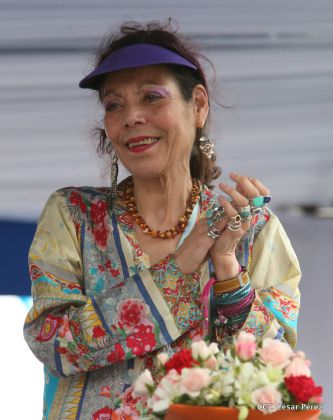 Presidente Daniel y Compañera Rosario en 37 Aniversario del Repliegue a Masaya