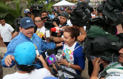 Presidente Daniel y Compañera Rosario en 37 Aniversario del Repliegue a Masaya