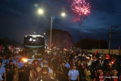 Presidente Daniel y Compañera Rosario en 37 Aniversario del Repliegue a Masaya