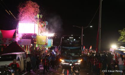 Presidente Daniel y Compañera Rosario en 37 Aniversario del Repliegue a Masaya