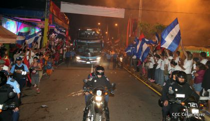 Presidente Daniel y Compañera Rosario en 37 Aniversario del Repliegue a Masaya