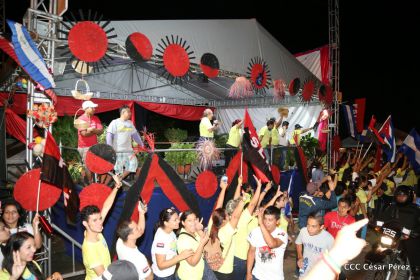 Presidente Daniel y Compañera Rosario en 37 Aniversario del Repliegue a Masaya