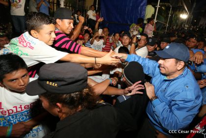 Presidente Daniel y Compañera Rosario en 37 Aniversario del Repliegue a Masaya
