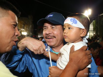 Presidente Daniel y Compañera Rosario en 37 Aniversario del Repliegue a Masaya
