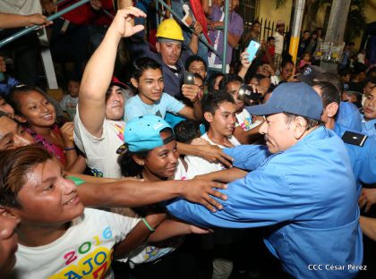 Presidente Daniel y Compañera Rosario en 37 Aniversario del Repliegue a Masaya