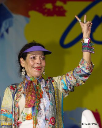 Presidente Daniel y Compañera Rosario en 37 Aniversario del Repliegue a Masaya