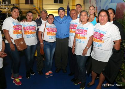 Presidente Daniel y Compañera Rosario en 37 Aniversario del Repliegue a Masaya