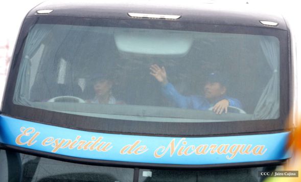 Presidente Daniel y Compañera Rosario en 37 Aniversario del Repliegue a Masaya