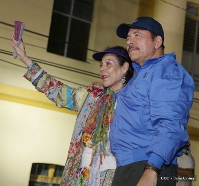 Presidente Daniel y Compañera Rosario en 37 Aniversario del Repliegue a Masaya