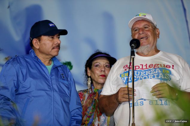 Presidente Daniel y Compañera Rosario en 37 Aniversario del Repliegue a Masaya