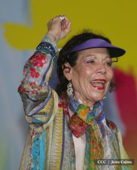 Presidente Daniel y Compañera Rosario en 37 Aniversario del Repliegue a Masaya