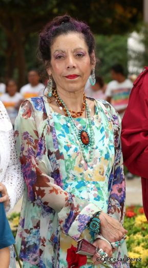 Daniel y Rosario en acto central del natalicio del Comandante Carlos Fonseca Amador