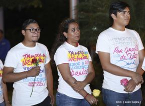 Daniel y Rosario en acto central del natalicio del Comandante Carlos Fonseca Amador