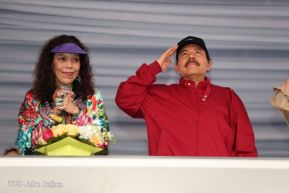 Daniel y Rosario junto al pueblo celebran 38 años del Repliegue a Masaya