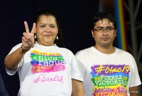 Daniel y Rosario junto al pueblo celebran 38 años del Repliegue a Masaya