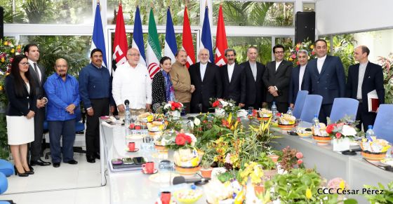 Encuentro del presidente Daniel Ortega y la compañera Rosario Murillo con el canciller de Irán