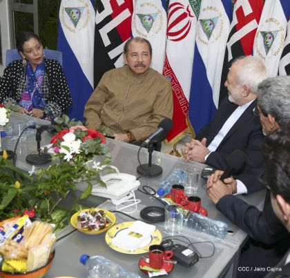Encuentro del presidente Daniel Ortega y la compañera Rosario Murillo con el canciller de Irán