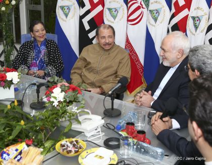 Encuentro del presidente Daniel Ortega y la compañera Rosario Murillo con el canciller de Irán