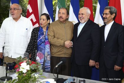 Encuentro del presidente Daniel Ortega y la compañera Rosario Murillo con el canciller de Irán