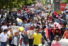 Capitalinos caminan en defensa de sus derechos y en solidaridad con Bolivia