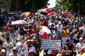 Capitalinos caminan en defensa de sus derechos y en solidaridad con Bolivia