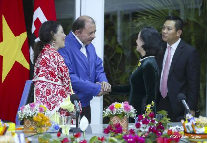 Hermandad y compañerismo en reunión del presidente Daniel  Ortega y vicepresidenta Rosario Murillo con delegación de alto nivel de Vietnam