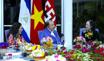 Hermandad y compañerismo en reunión del presidente Daniel  Ortega y vicepresidenta Rosario Murillo con delegación de alto nivel de Vietnam
