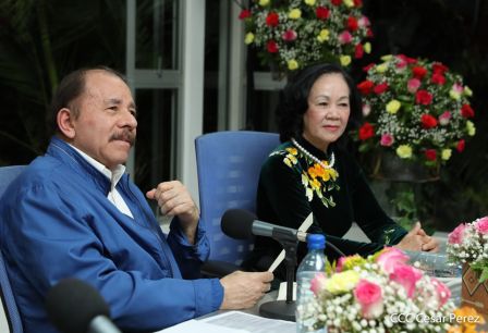 Hermandad y compañerismo en reunión del presidente Daniel  Ortega y vicepresidenta Rosario Murillo con delegación de alto nivel de Vietnam