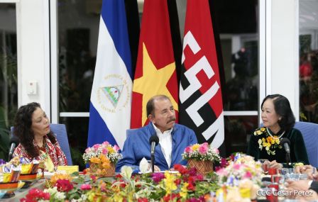 Hermandad y compañerismo en reunión del presidente Daniel  Ortega y vicepresidenta Rosario Murillo con delegación de alto nivel de Vietnam