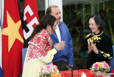 Hermandad y compañerismo en reunión del presidente Daniel  Ortega y vicepresidenta Rosario Murillo con delegación de alto nivel de Vietnam