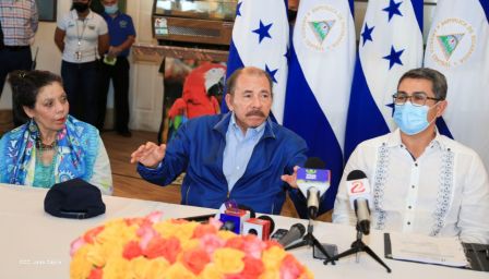 Así fue el encuentro del Presidente Daniel  y la Compañera Rosario con el Presidente de Honduras