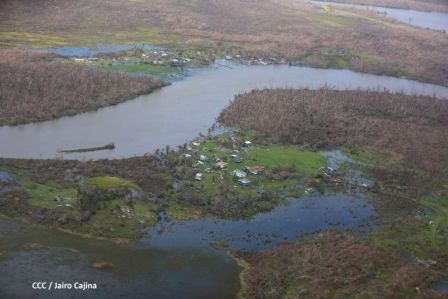 Vista aérea de Bilwi ,Prinzapolka  y Alamikamba despues del paso de dos huracanes