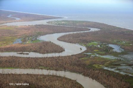 Vista aérea de Bilwi ,Prinzapolka  y Alamikamba despues del paso de dos huracanes