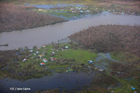 Vista aérea de Bilwi ,Prinzapolka  y Alamikamba despues del paso de dos huracanes