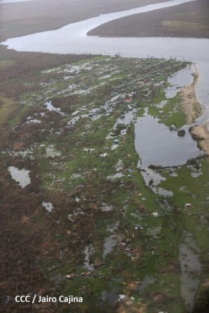 Vista aérea de Bilwi ,Prinzapolka  y Alamikamba despues del paso de dos huracanes