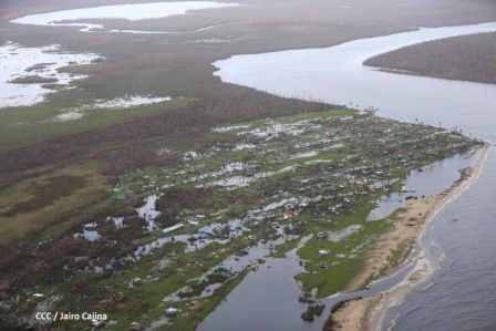 Vista aérea de Bilwi ,Prinzapolka  y Alamikamba despues del paso de dos huracanes