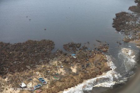 Vista aérea de Bilwi ,Prinzapolka  y Alamikamba despues del paso de dos huracanes
