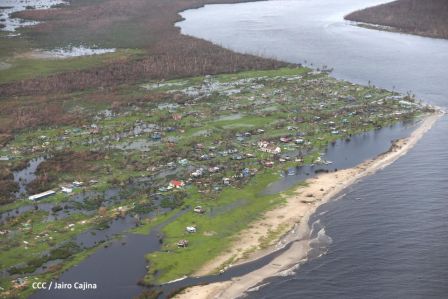 Vista aérea de Bilwi ,Prinzapolka  y Alamikamba despues del paso de dos huracanes